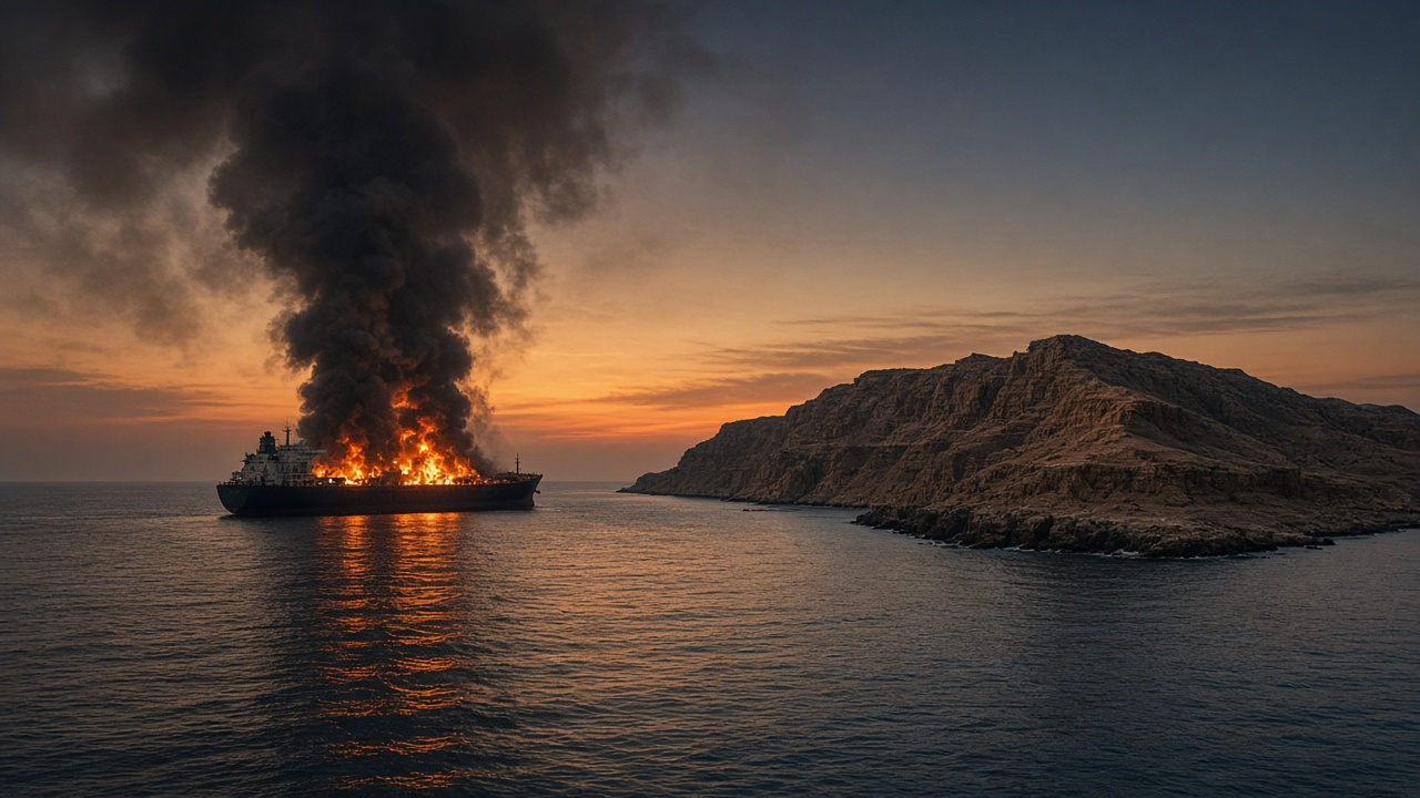 Iranian Cargo Ship Hit Off Qeshm as Hormuz Fire Forces Evacuation; Tehran Blames ‘Terrorist Enemy’
