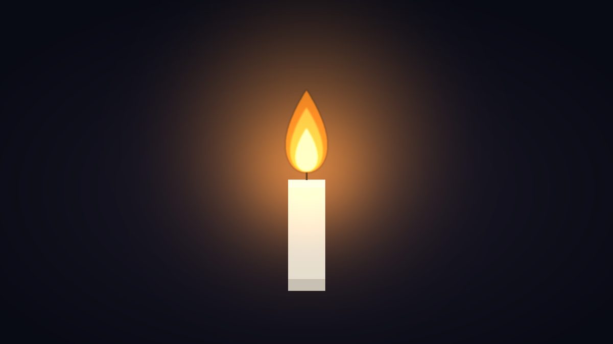 A single lit candle glowing against a dark background, a memorial symbol